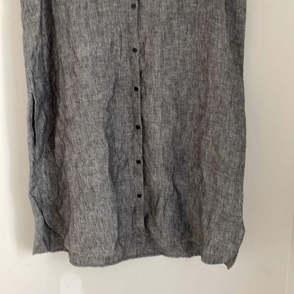 Saks Fifth Avenue Midi Shirt Dress Women’s Sz XL 100% Linen Sleeveless Pockets - Picture 4 of 12